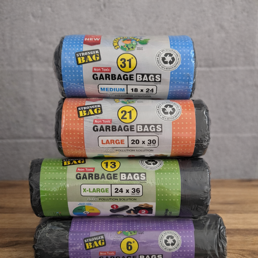 Garbage Bags | Heavy Duty Disposable Trash Bags for Home, Office & Kitchen | Leak-Resistant Waste Bags