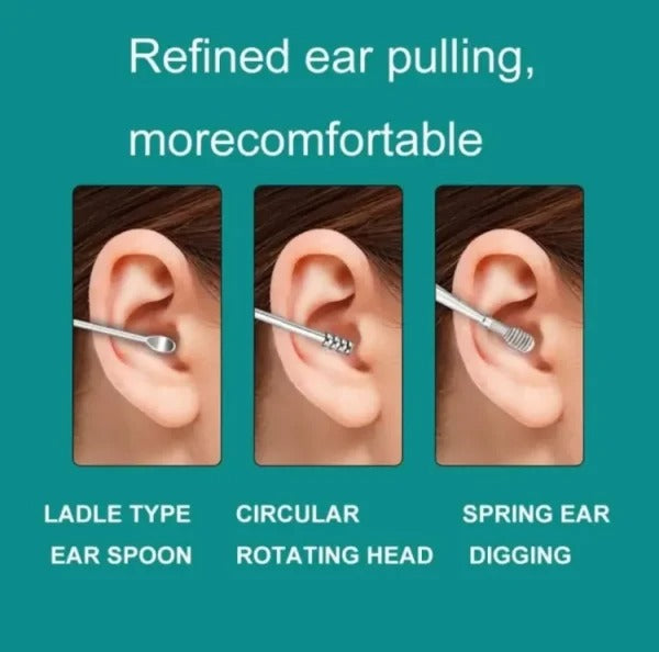 Pack off 6 Ear Pick with Storage Bag Dig Ear Wax Remover Cleaner Care Portable Travel Kit Cleaner Spoon