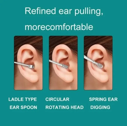 Pack off 6 Ear Pick with Storage Bag Dig Ear Wax Remover Cleaner Care Portable Travel Kit Cleaner Spoon