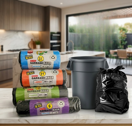 Garbage Bags | Heavy Duty Disposable Trash Bags for Home, Office & Kitchen | Leak-Resistant Waste Bags