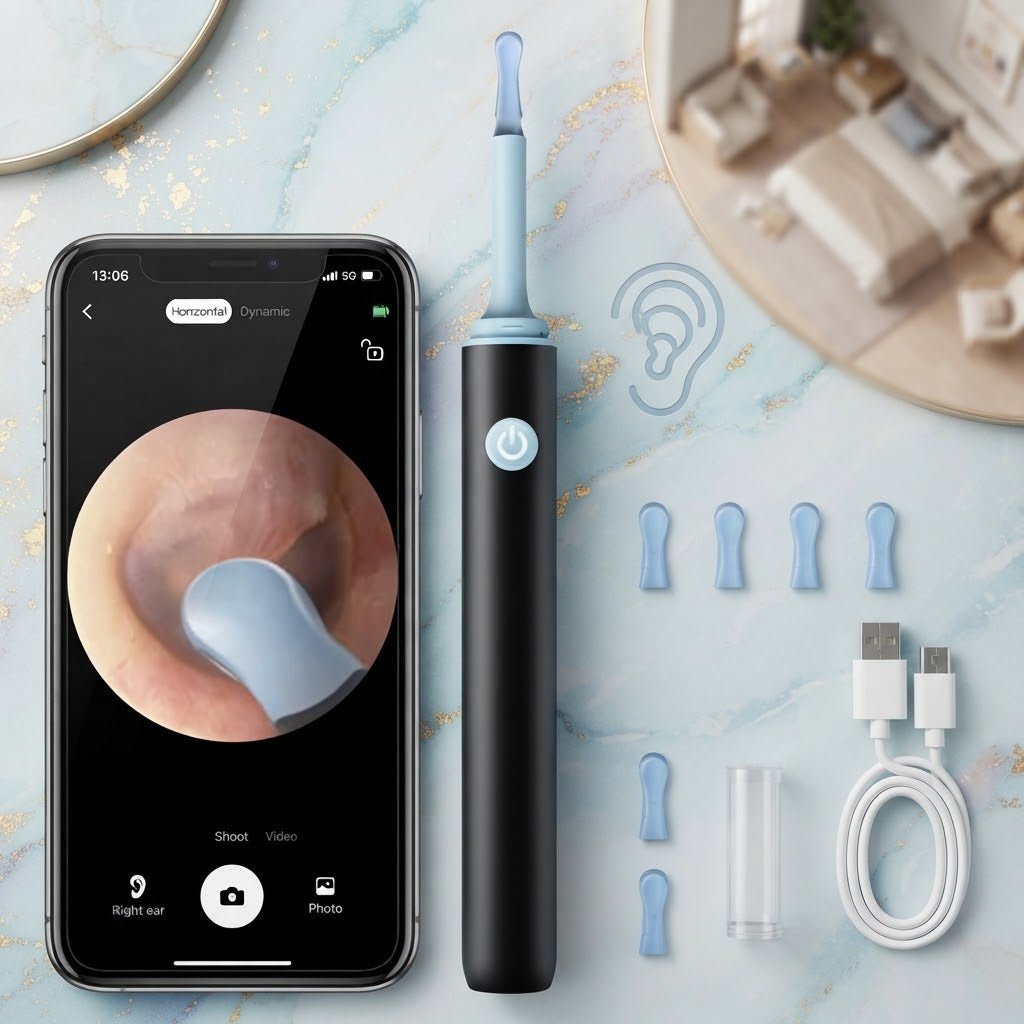 Ear Cleaner High Precision Ear Wax Removal Tool With Camera With LED Light Wireless Cleaner Smart Ear Cleaning Kit (Random Color)